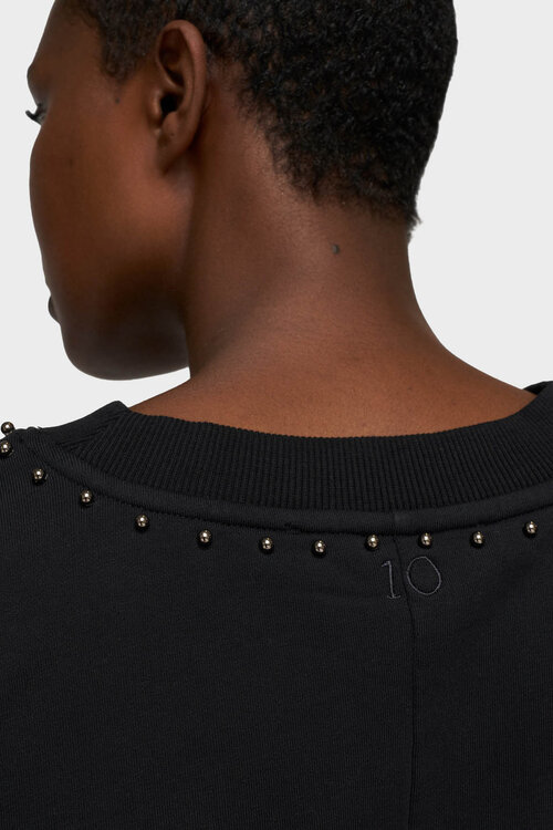 10Days Black balloon sweater pearls