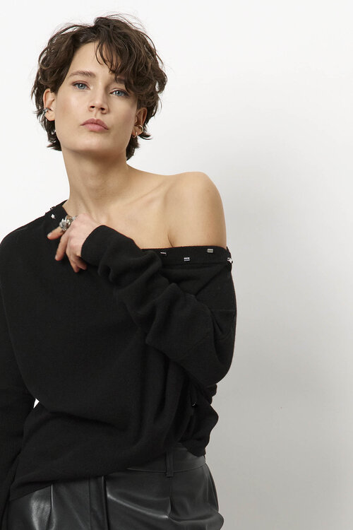 Dante 6 Donkergrijs Mayu Off Shoulder Sweater