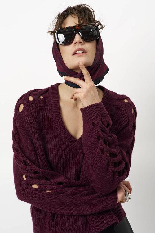 Dante 6 Bordeaux Palomo Braided Sweater