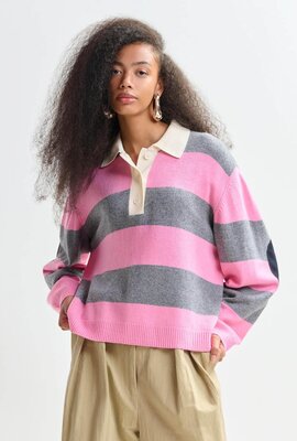 Essentiel Antwerp Pink Stripe Polo