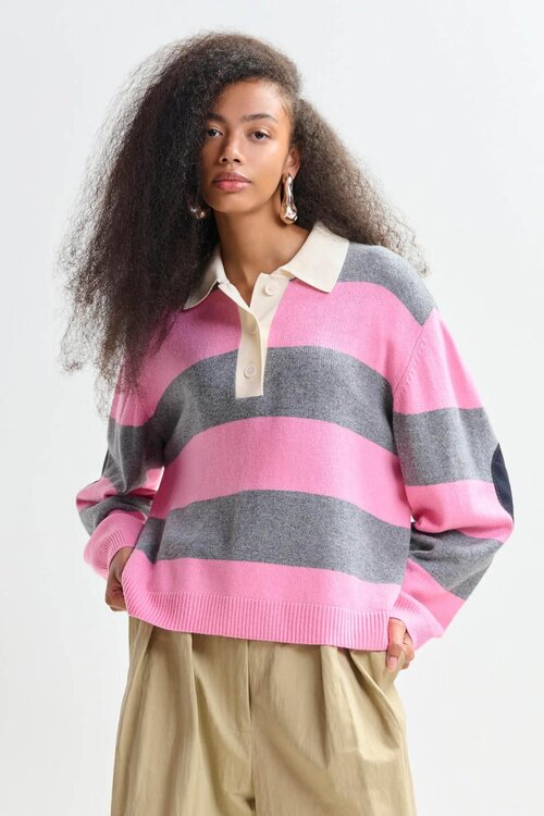 Essentiel Antwerp Pink Stripe Polo