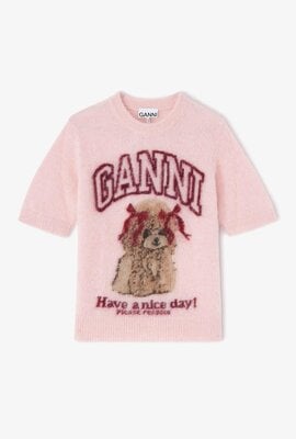 Ganni Roze Brushed Alpaca Shirt