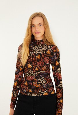 Farm Rio Zwart Turtleneck shirt