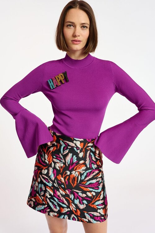 Essentiel Antwerp Black/Multicolour Mini Skirt