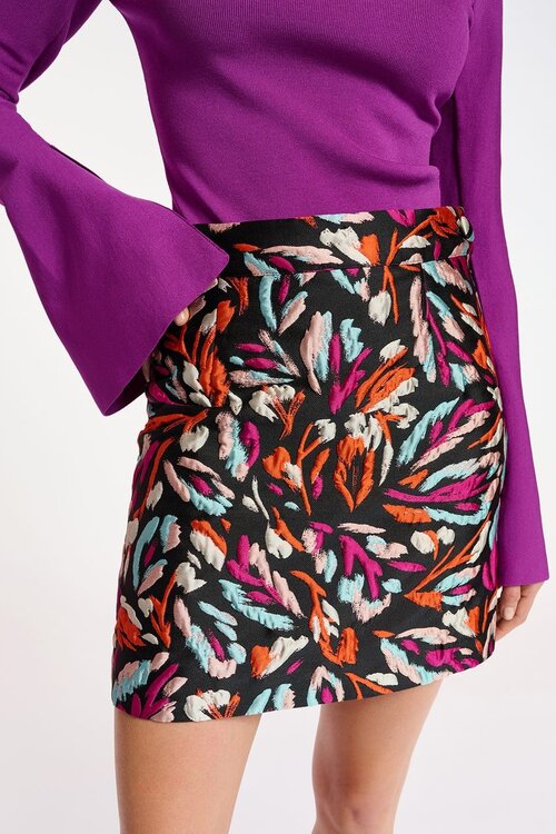 Essentiel Antwerp Black/Multicolour Mini Skirt