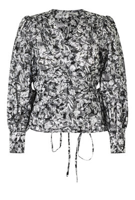 Second Female Black Doodle Wrap Blouse