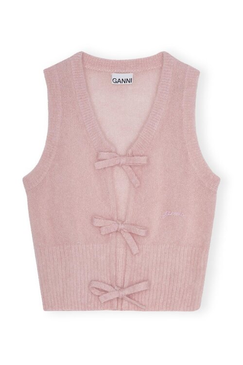 Ganni Lichtroze Mouwloos vest