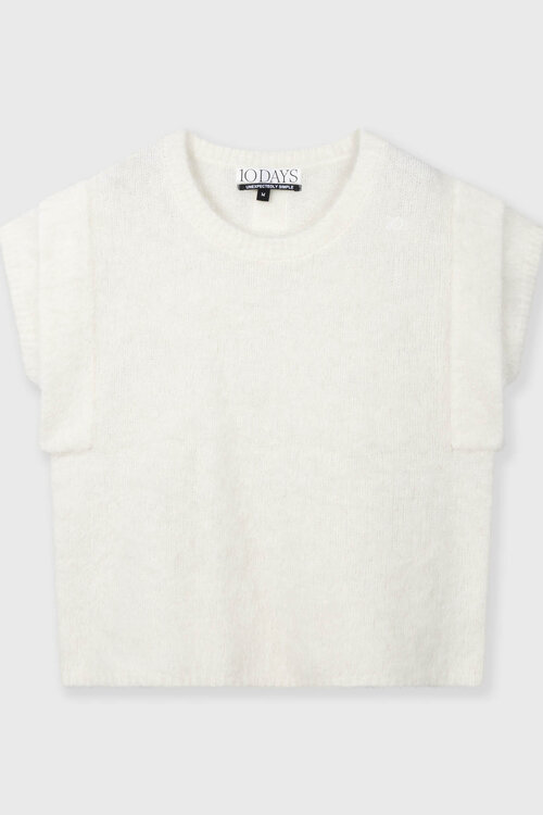 10Days Ecru sleeveless knit sweater