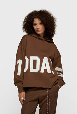 10Days dark truffle statement logo hoodie