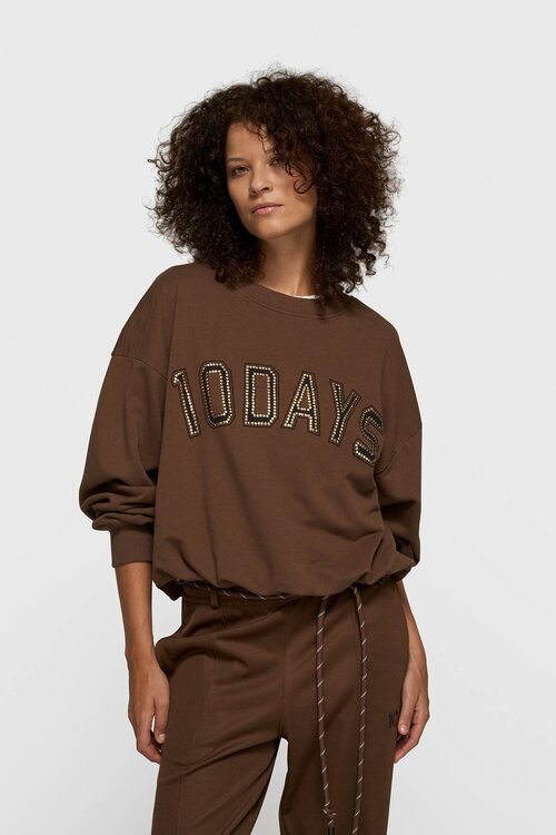 10Days dark truffle pleated sweater 10DAYS