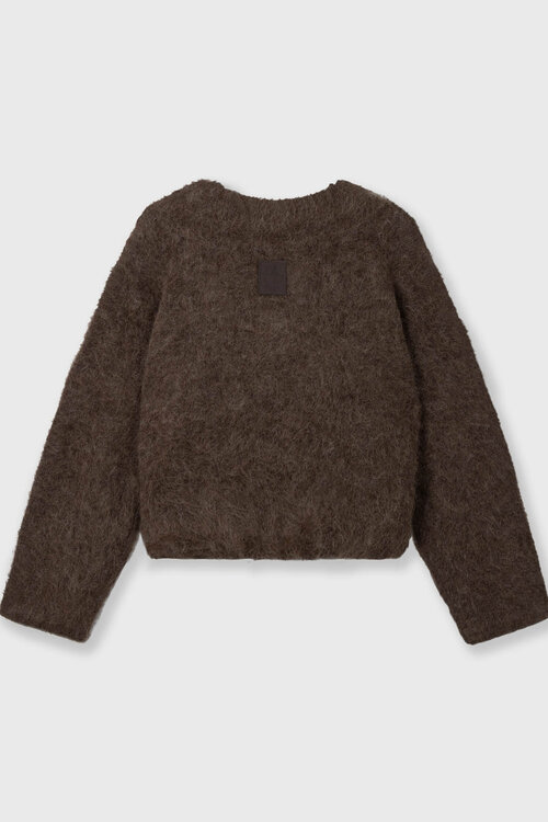 10Days dark truffle hairy knit sweater pleats