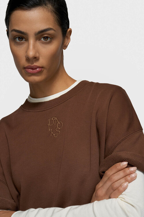 10Days dark truffle short sleeve sweater