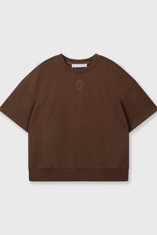 10Days dark truffle short sleeve sweater