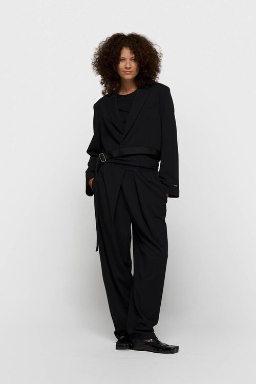 10Days Black belted blazer crepe