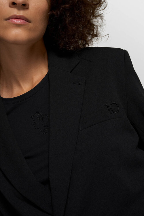 10Days Black belted blazer crepe
