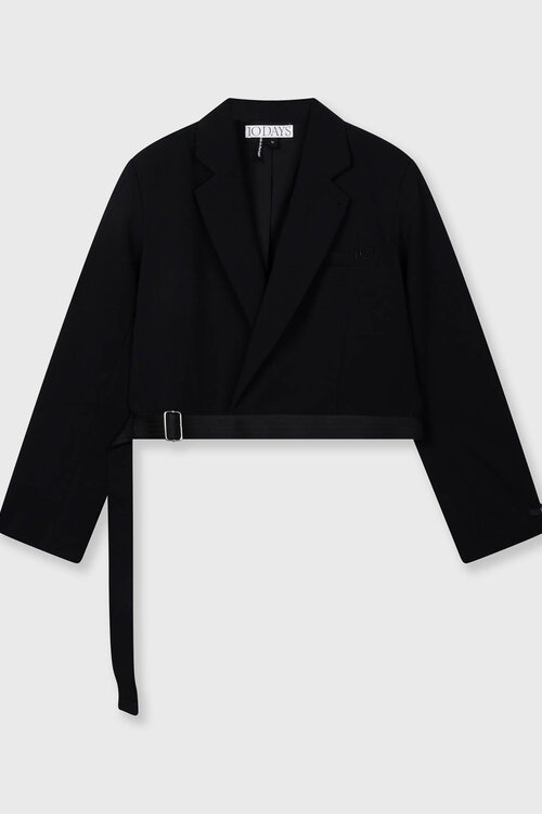 10Days Black belted blazer crepe