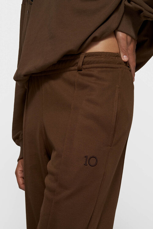 10Days dark truffle tapered track pants