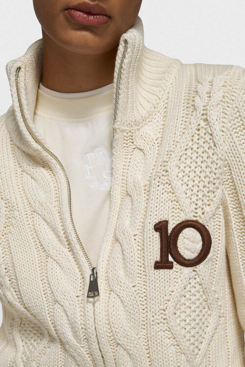 10Days Pearl cable knit zip
