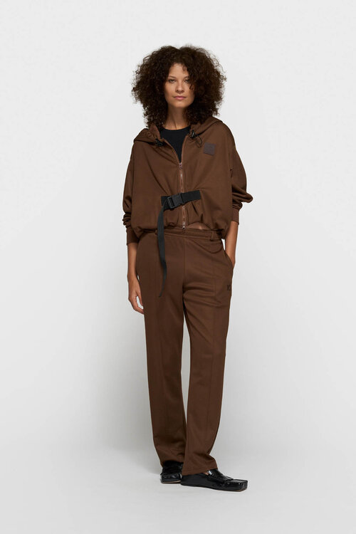 10Days dark truffle belted zip hoodie