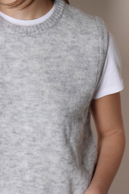 American Vintage Lichtgrijze Trui mouwloos