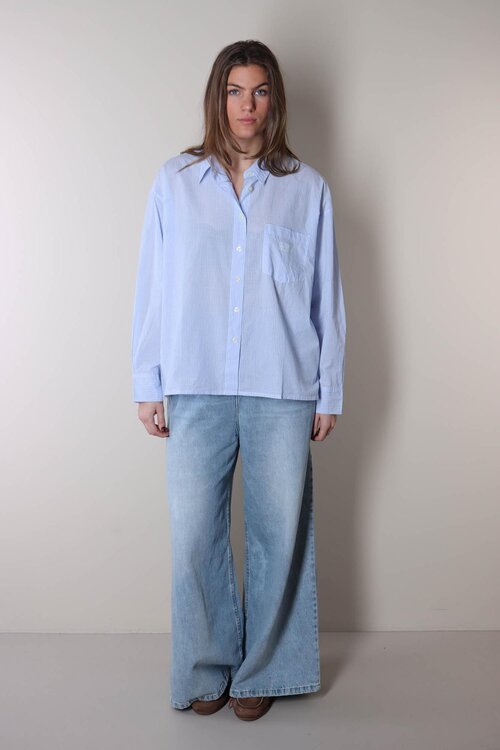 American Vintage Blauw/ witte Blouse