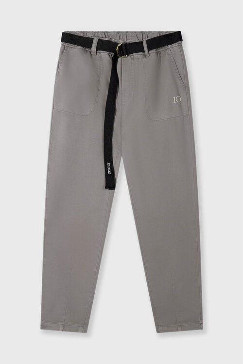 10Days Light Graphite belted pants jog twill