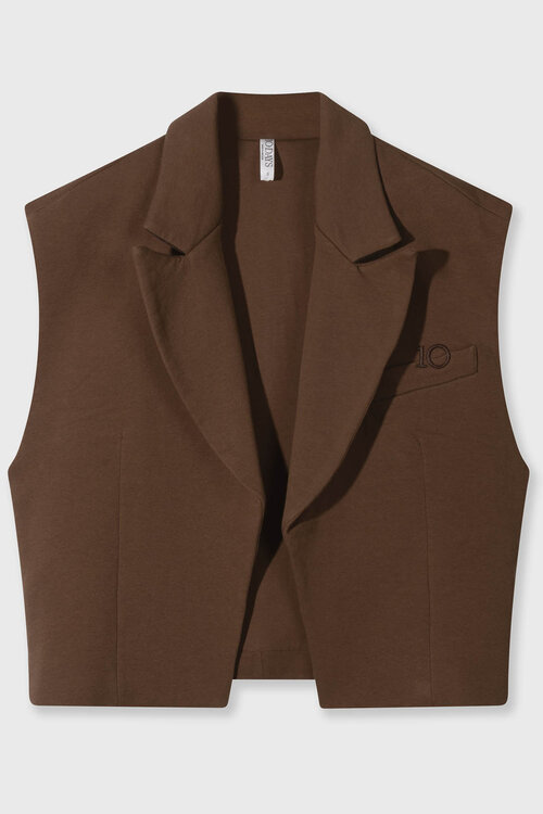 10Days dark truffle sleeveless blazer