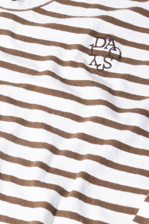 10Days white/dark truffle v-neck tee stripes