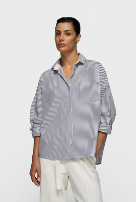 10Days white/charcoal shirt stripes
