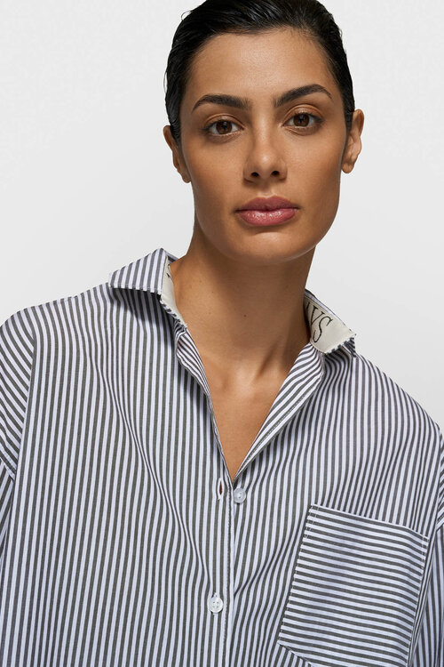 10Days white/charcoal shirt stripes