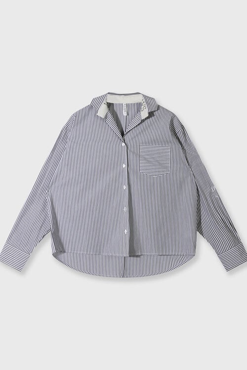 10Days white/charcoal shirt stripes