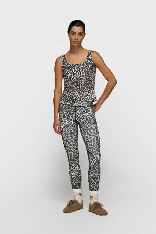 10Days Ecru slimfit tanktop leopard