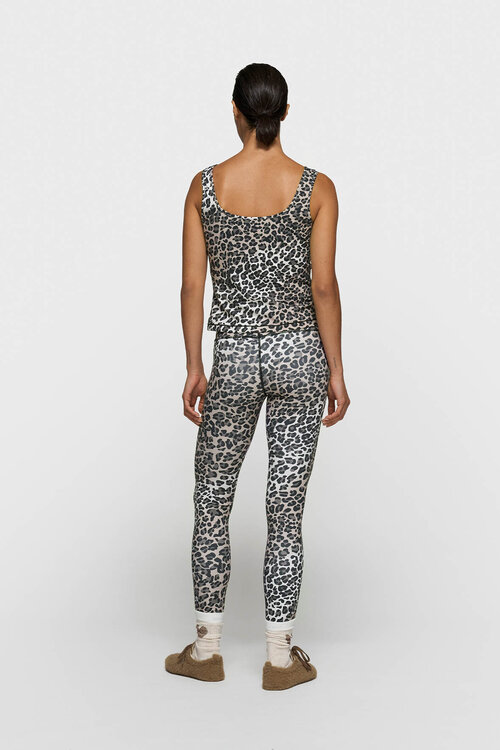 10Days Ecru slimfit tanktop leopard