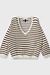 10Days ecru/bruin thin v-neck knit sweater