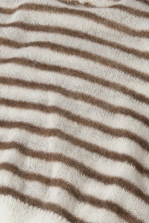 10Days ecru/bruin thin v-neck knit sweater