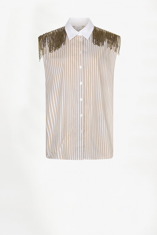Dante 6 Beige Rhobin Fringe Shirt