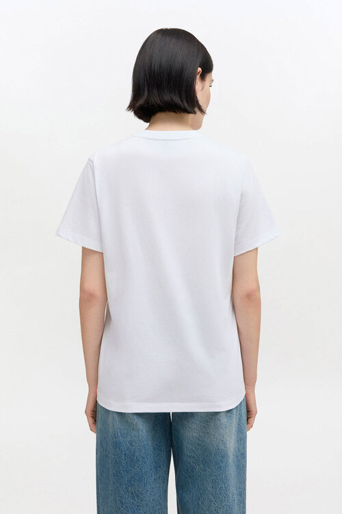 Ganni White Basic Cotton Jersey Tshirt