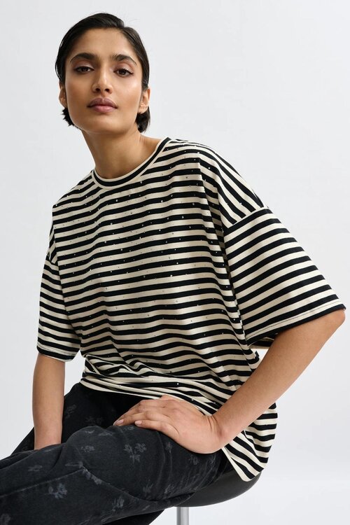 Essentiel Antwerp Zwart / wit Streep Shirt