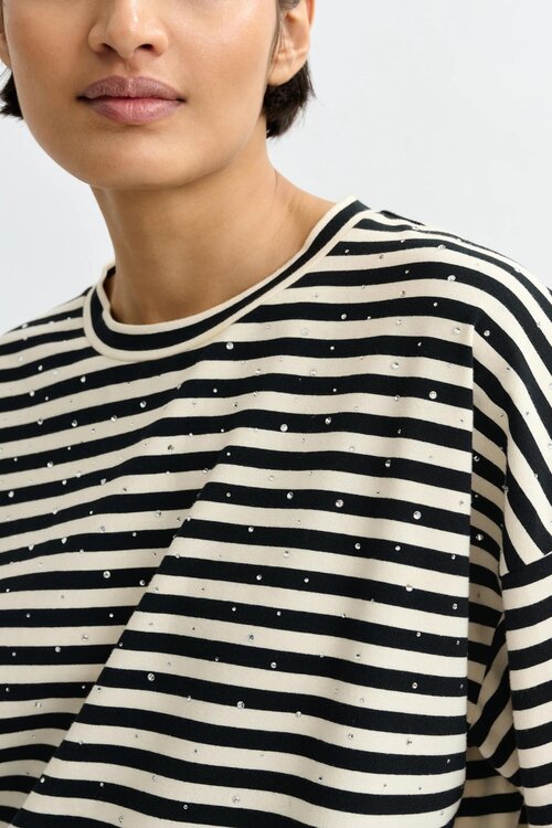 Essentiel Antwerp Zwart / wit Streep Shirt