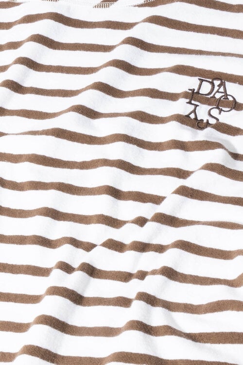 10Days white/dark truffle long sleeve tee stripes