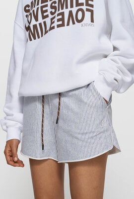 10Days White Blue easy shorts stripes