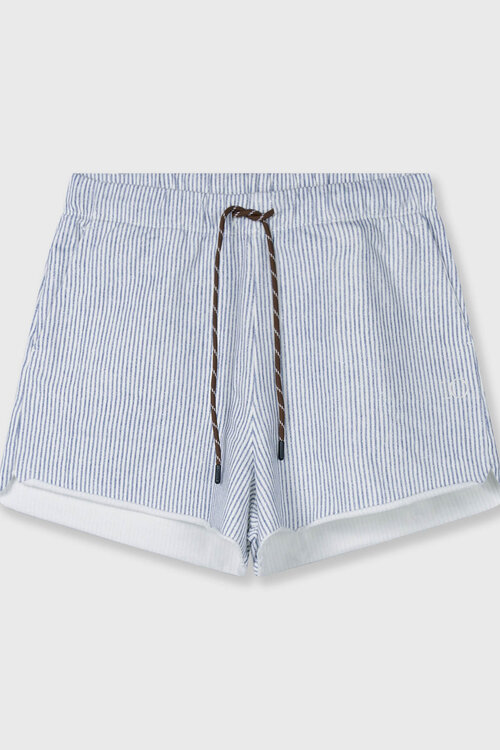10Days White Blue easy shorts stripes