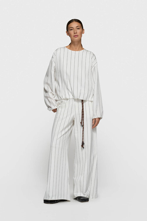 10Days Ecru wide jogger pinstripe