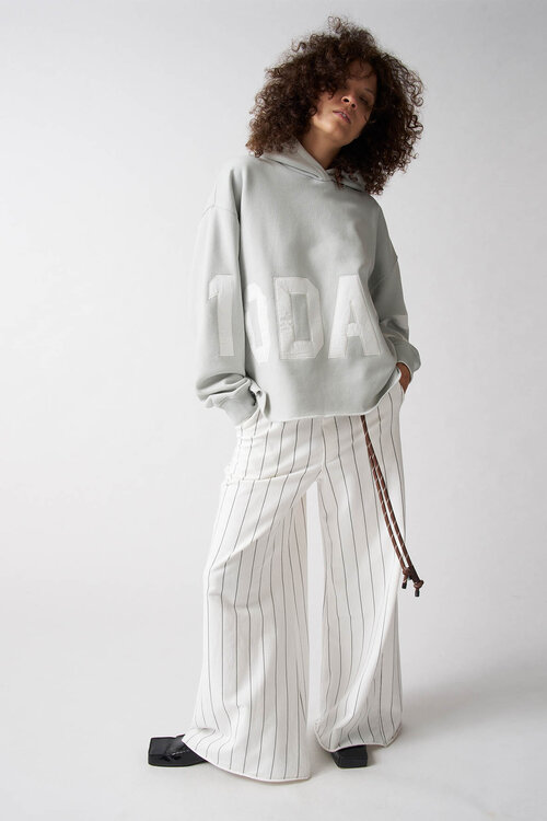 10Days Ecru wide jogger pinstripe