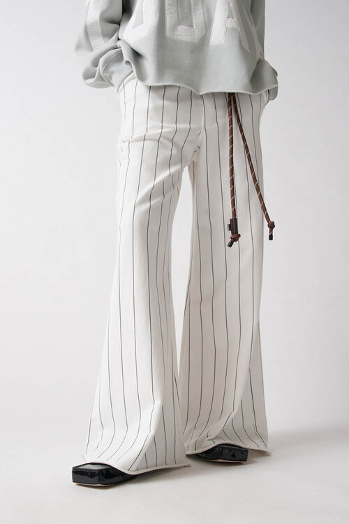 10Days Ecru wide jogger pinstripe