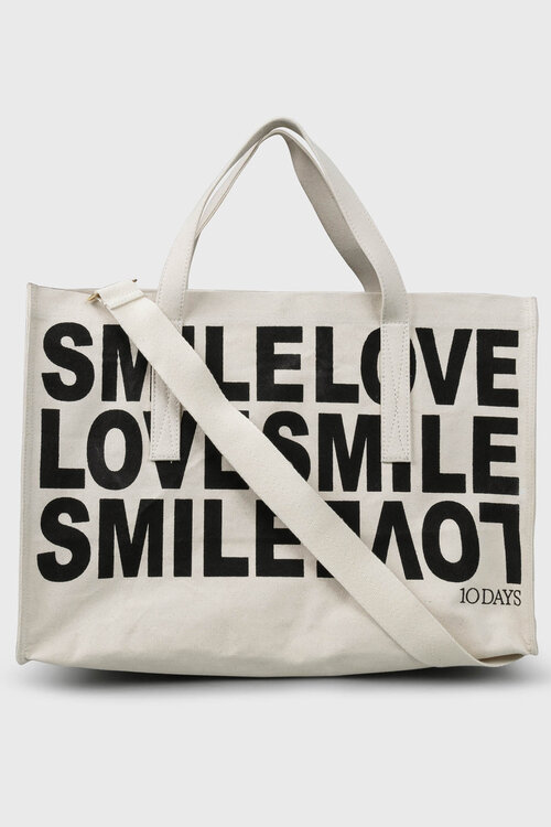 10Days Ecru canvas shopper
