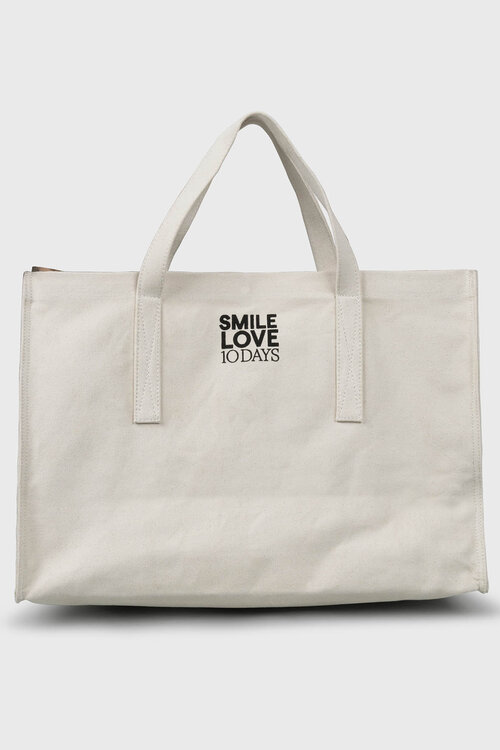 10Days Ecru canvas shopper