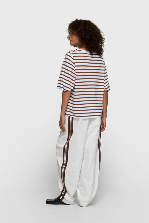 10Days white/dark truffle balloon tee stripes