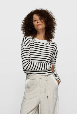 10Days Ecru/Black long sleeve tee stripes