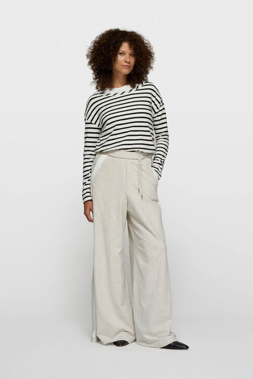 10Days Ecru/Black long sleeve tee stripes